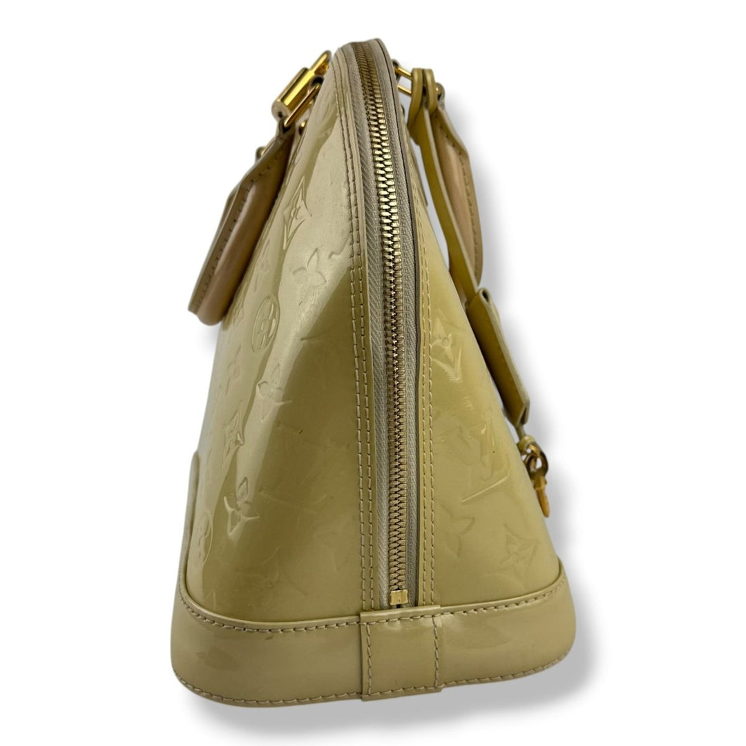 Louis Vuitton Beige Patent Leather Vernis Monogram Alma PM Handbag - Lux Central