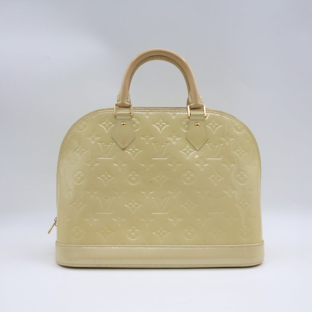 Louis Vuitton Beige Patent Leather Vernis Monogram Alma PM Handbag - Lux Central