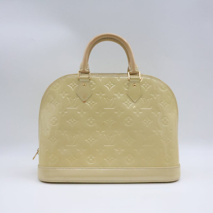 Louis Vuitton Beige Patent Leather Vernis Monogram Alma PM Handbag - Lux Central