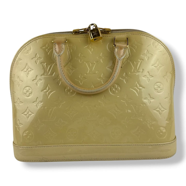 Louis Vuitton Beige Patent Leather Vernis Monogram Alma PM Handbag - Lux Central