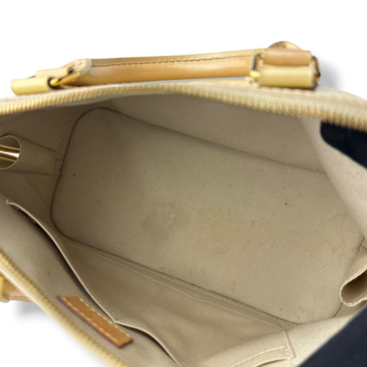 Louis Vuitton Beige Patent Leather Vernis Monogram Alma PM Handbag - Lux Central