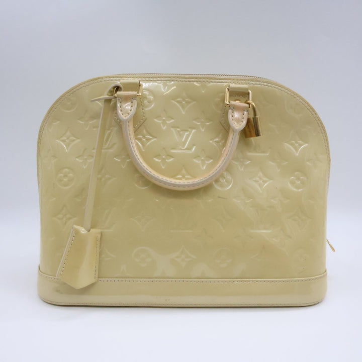 Louis Vuitton Beige Patent Leather Vernis Monogram Alma PM Handbag - Lux Central