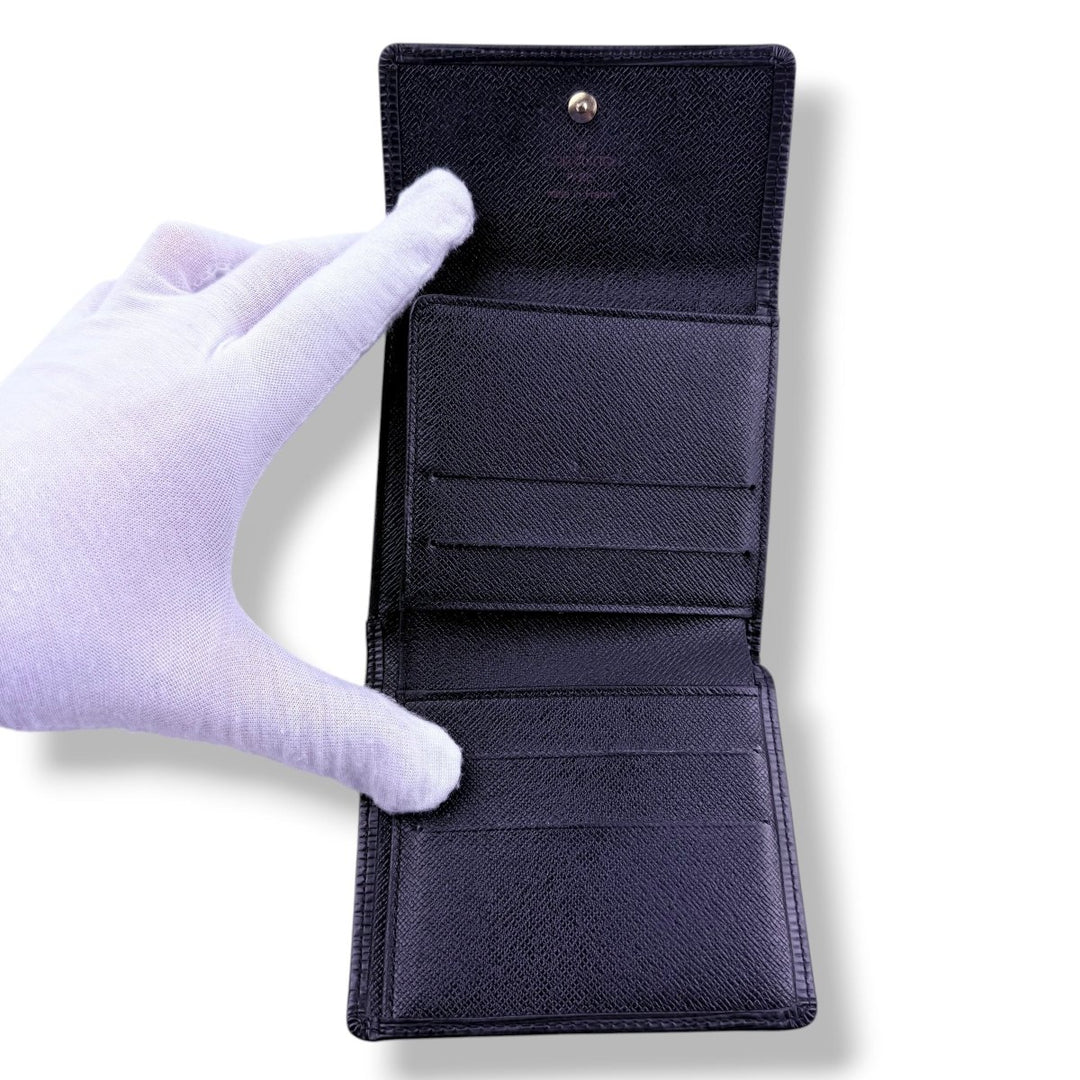 Louis Vuitton Black Epi Leather Compact Bifold Wallet Purse - Lux Central