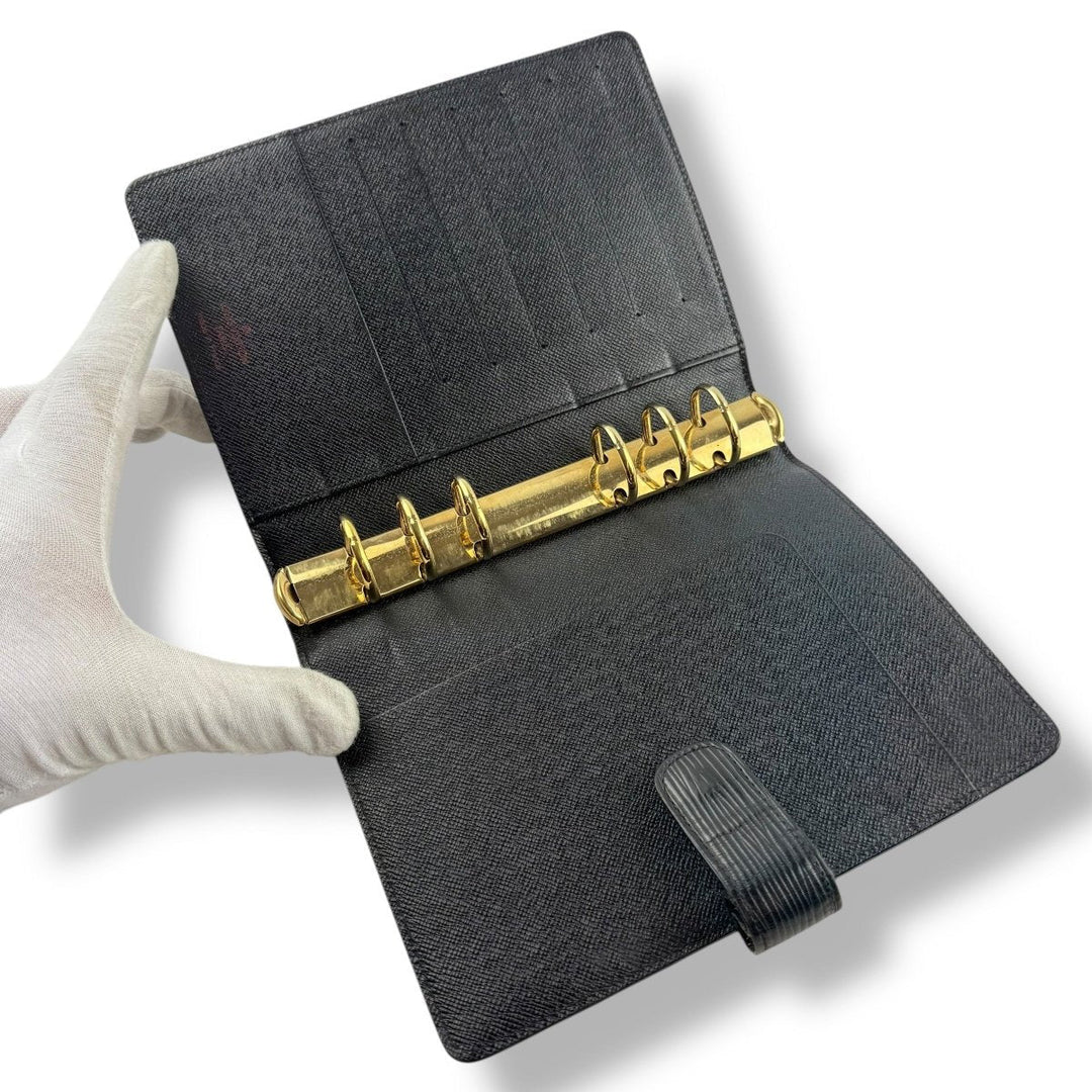 Louis Vuitton Black Epi Leather Medium Ring Agenda Wallet - Lux Central