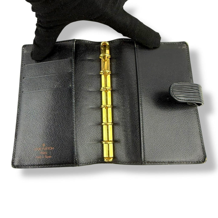 Louis Vuitton Black Epi PM Ring Agenda Wallet - Lux Central