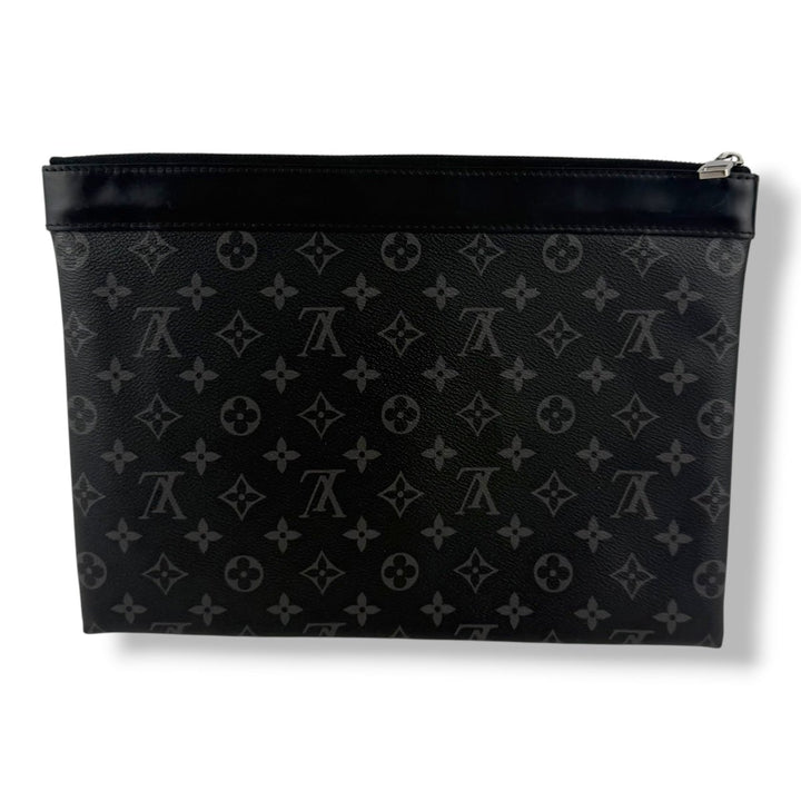 Louis Vuitton Black Monogram Pochette Eclipse Clutch Pouch - Lux Central
