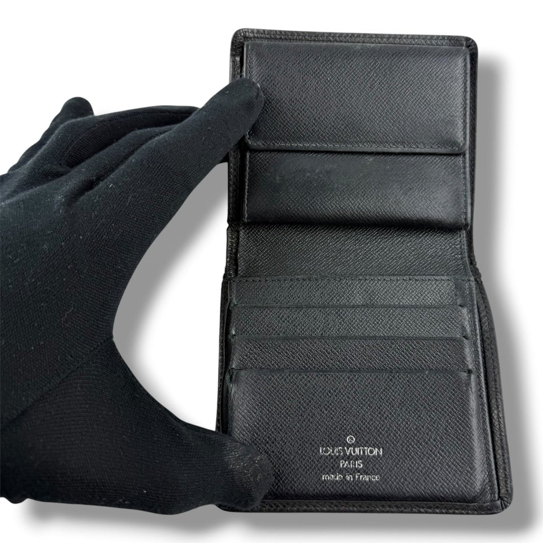 Louis Vuitton Black Taiga Leather Bifold Wallet - Lux Central