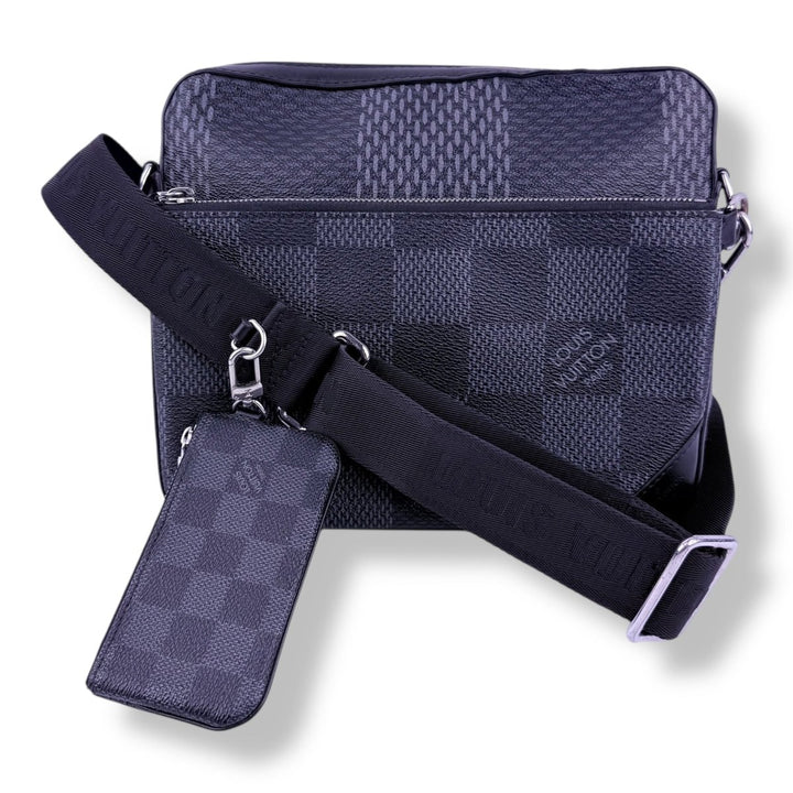 Louis Vuitton Black/Grey 3D Damier Graphite Trio Messenger Bag - Lux Central