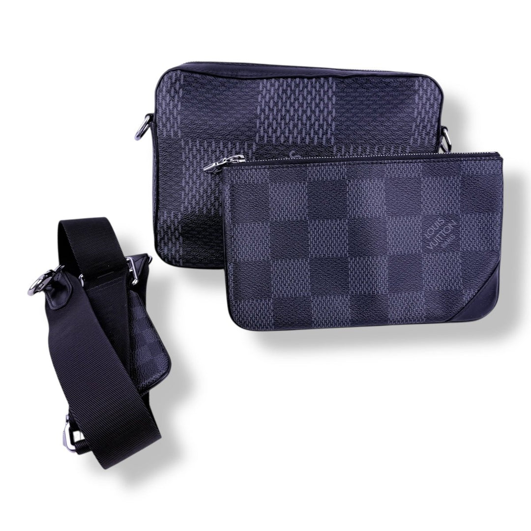 Louis Vuitton Black/Grey 3D Damier Graphite Trio Messenger Bag - Lux Central