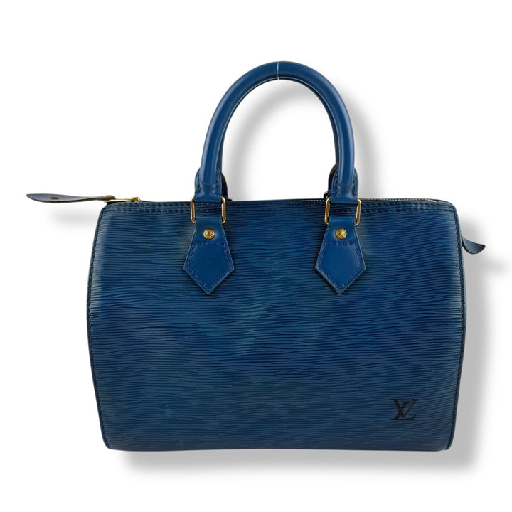 Louis Vuitton Blue Epi Leather Speedy 28 Handbag - Lux Central