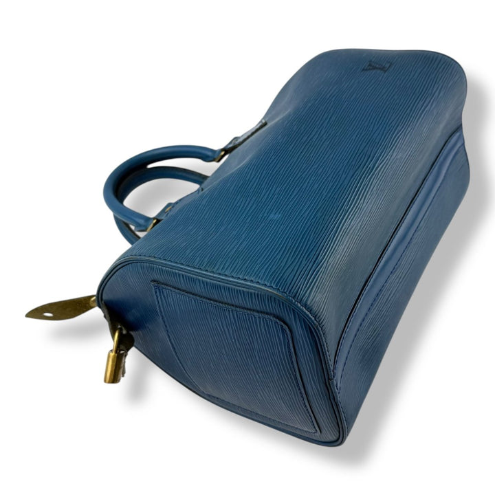 Louis Vuitton Blue Epi Leather Speedy 28 Handbag - Lux Central