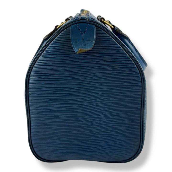 Louis Vuitton Blue Epi Leather Speedy 28 Handbag - Lux Central