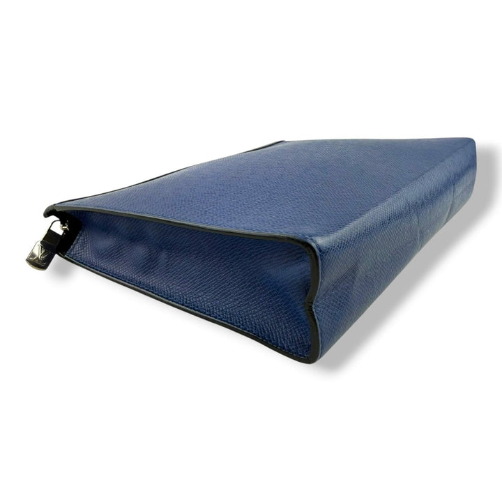 Louis Vuitton Blue Taiga Leather Pochette Voyage Pouch - Lux Central