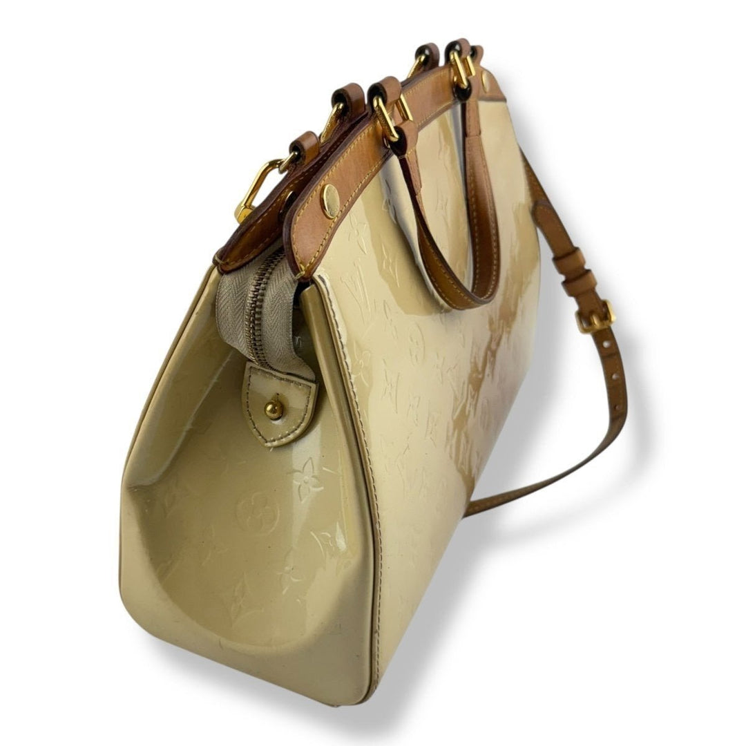 Louis Vuitton Brea Beige Vernis Leather MM Handbag - Lux Central