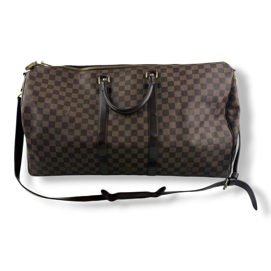 Louis Vuitton Brown Damier Bandouliere 55 Keepall Duffle Bag - Lux Central