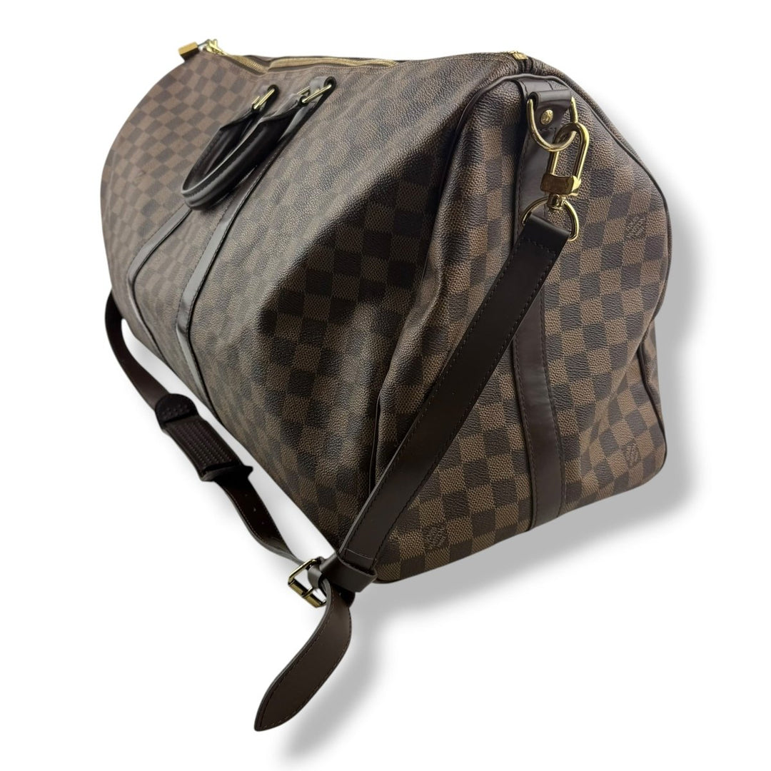Louis Vuitton Brown Damier Bandouliere 55 Keepall Duffle Bag - Lux Central