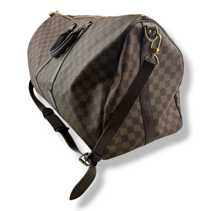 Louis Vuitton Brown Damier Bandouliere 55 Keepall Duffle Bag - Lux Central