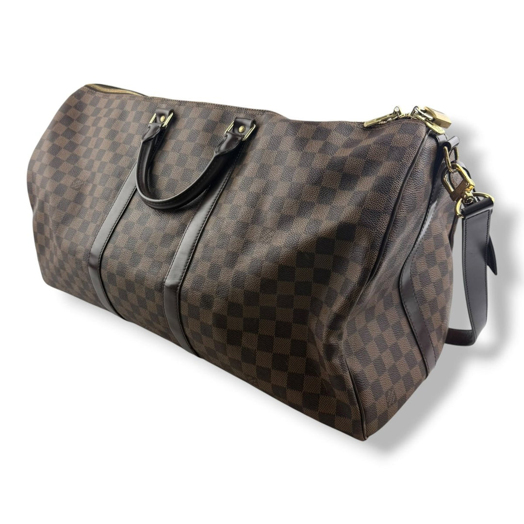 Louis Vuitton Brown Damier Bandouliere 55 Keepall Duffle Bag - Lux Central