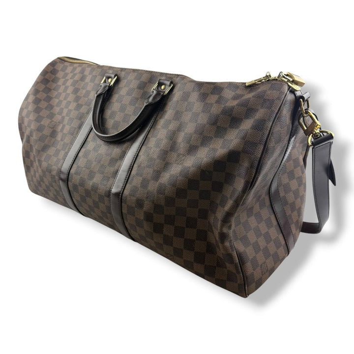 Louis Vuitton Brown Damier Bandouliere 55 Keepall Duffle Bag - Lux Central