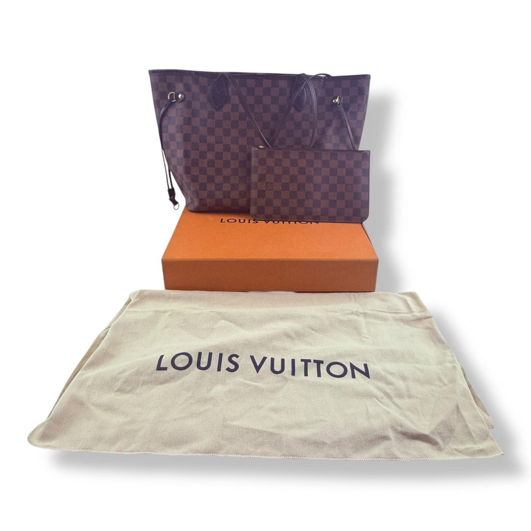 Louis Vuitton Brown Damier Neverfull MM Handbag With Pouch - Lux Central