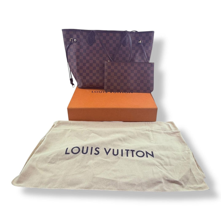 Louis Vuitton Brown Damier Neverfull MM Handbag With Pouch - Lux Central