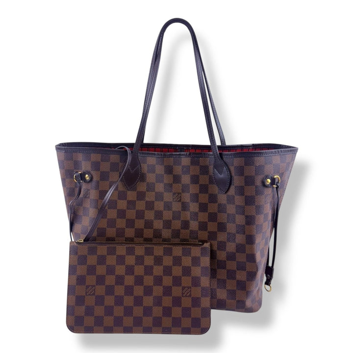 Louis Vuitton Brown Damier Neverfull MM Handbag With Pouch - Lux Central