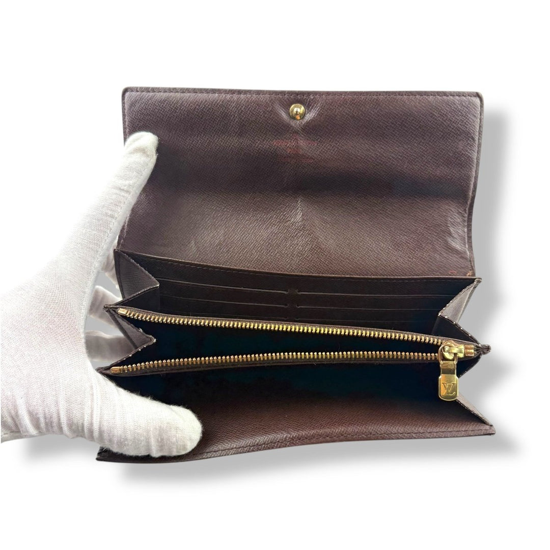 Louis Vuitton Brown Damier Sarah Femme Wallet - Lux Central