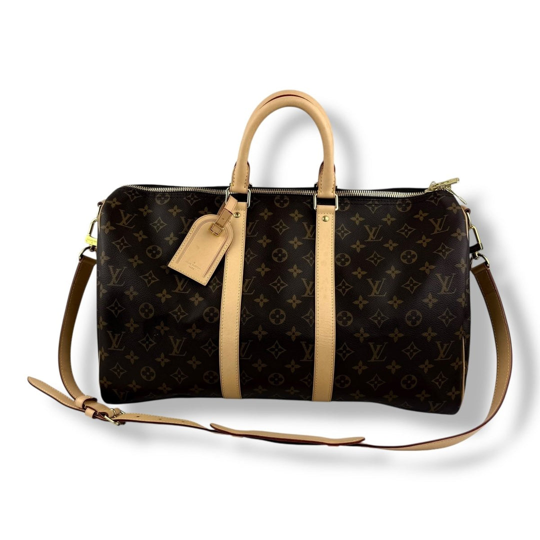 Louis Vuitton Brown Monogram Bandouliere 45 Keepall Duffle Bag - Lux Central