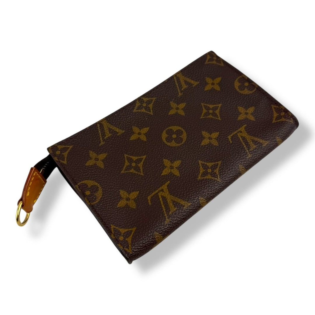 Louis Vuitton Brown Monogram Classic Signature Bucket Pouch W/ Added Chain - Lux Central