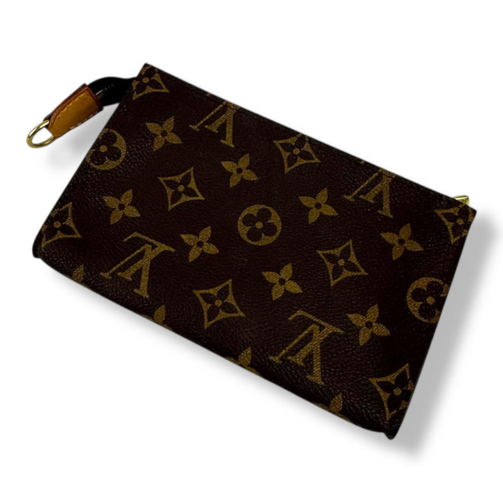 Louis Vuitton Brown Monogram Classic Signature Bucket Pouch W/ Added Chain - Lux Central