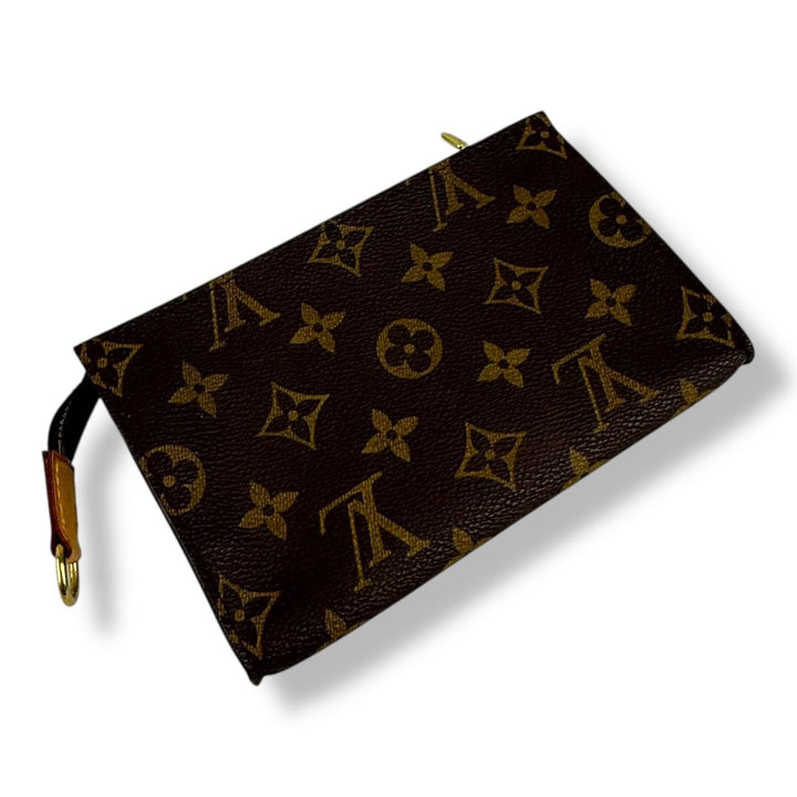 Louis Vuitton Brown Monogram Classic Signature Bucket Pouch W/ Added Chain - Lux Central