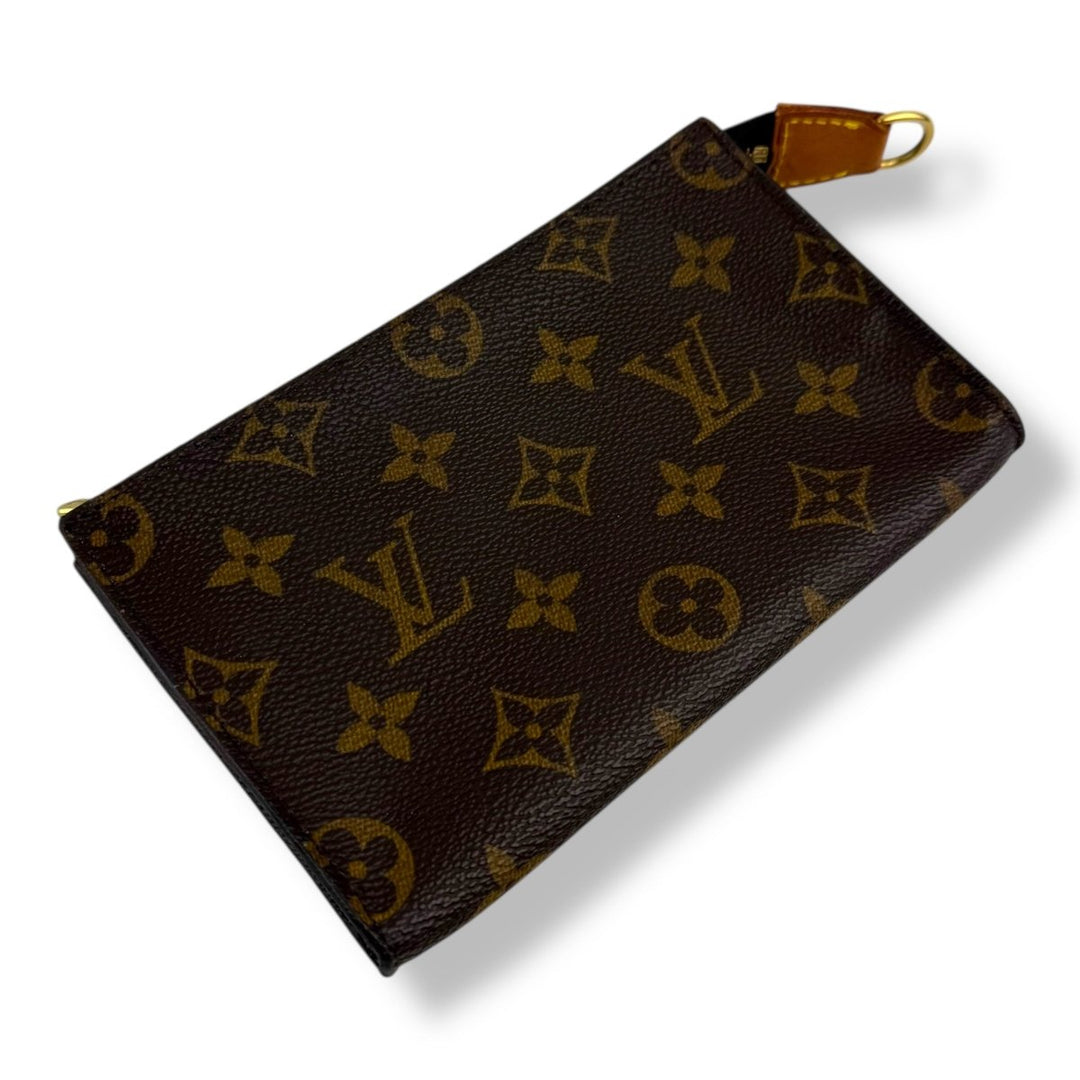 Louis Vuitton Brown Monogram Classic Signature Bucket Pouch W/ Added Chain - Lux Central