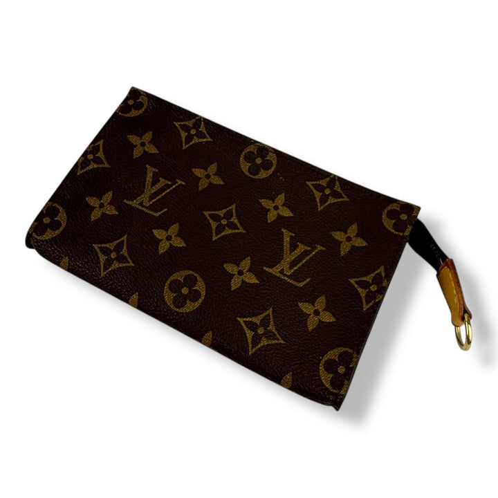 Louis Vuitton Brown Monogram Classic Signature Bucket Pouch W/ Added Chain - Lux Central