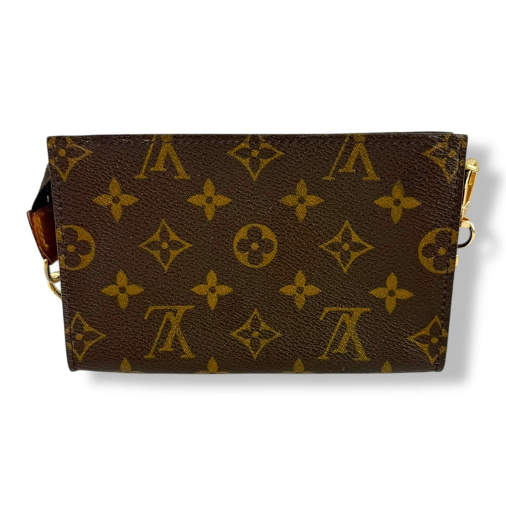 Louis Vuitton Brown Monogram Classic Signature Mini Pouch Bag W/ added chain - Lux Central