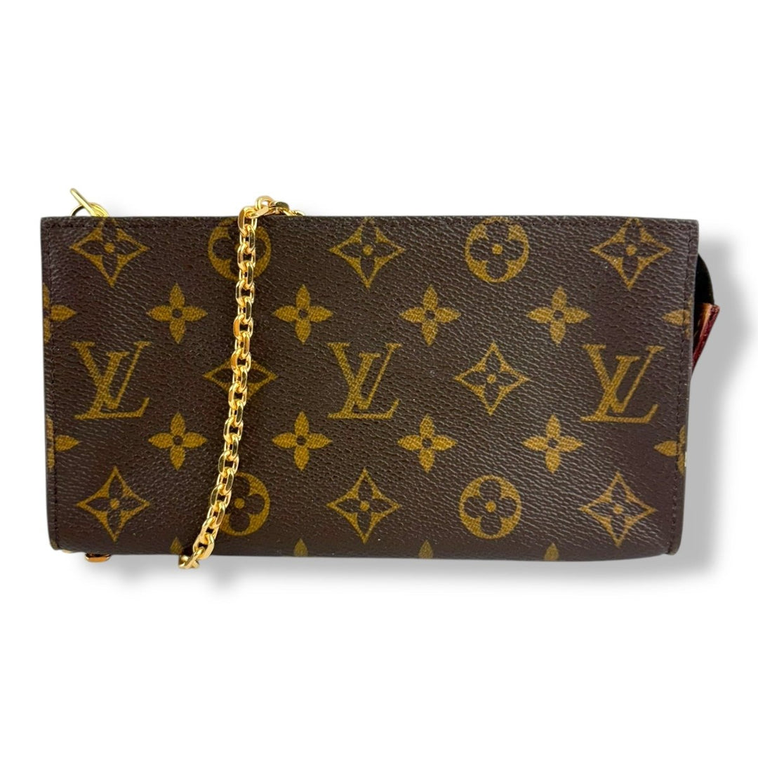 Louis Vuitton Brown Monogram Classic Signature Mini Pouch Bag W/ added chain - Lux Central
