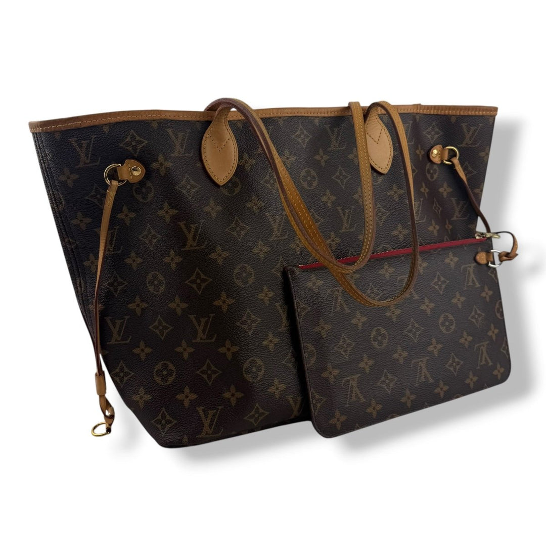 Louis Vuitton Brown Monogram Neverfull MM Handbag W/Pouch - Lux Central