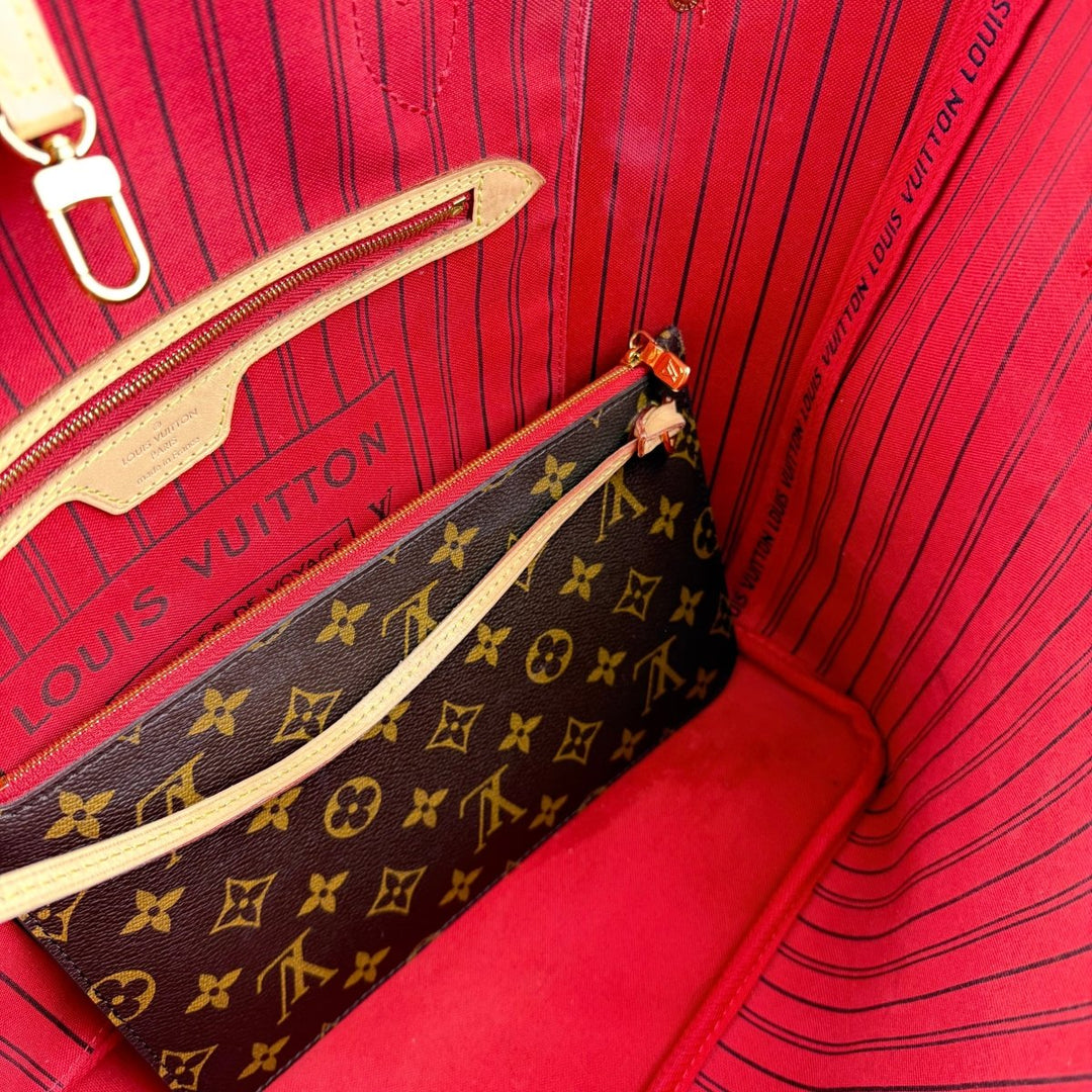 Louis Vuitton Brown Monogram Neverfull MM Handbag W/Pouch - Lux Central