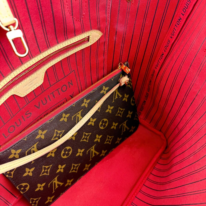 Louis Vuitton Brown Monogram Neverfull MM Handbag W/Pouch - Lux Central