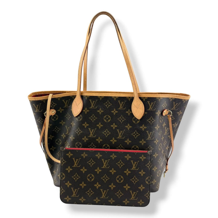 Louis Vuitton Brown Monogram Neverfull MM Handbag W/Pouch - Lux Central