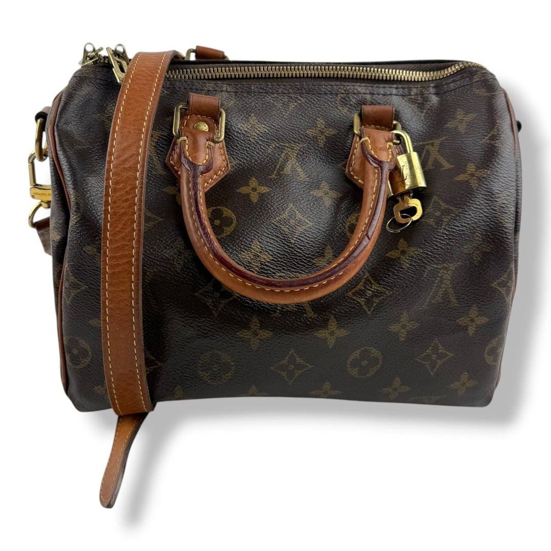 Louis Vuitton Brown Monogram Speedy Bandouliere 25 Handbag - Lux Central
