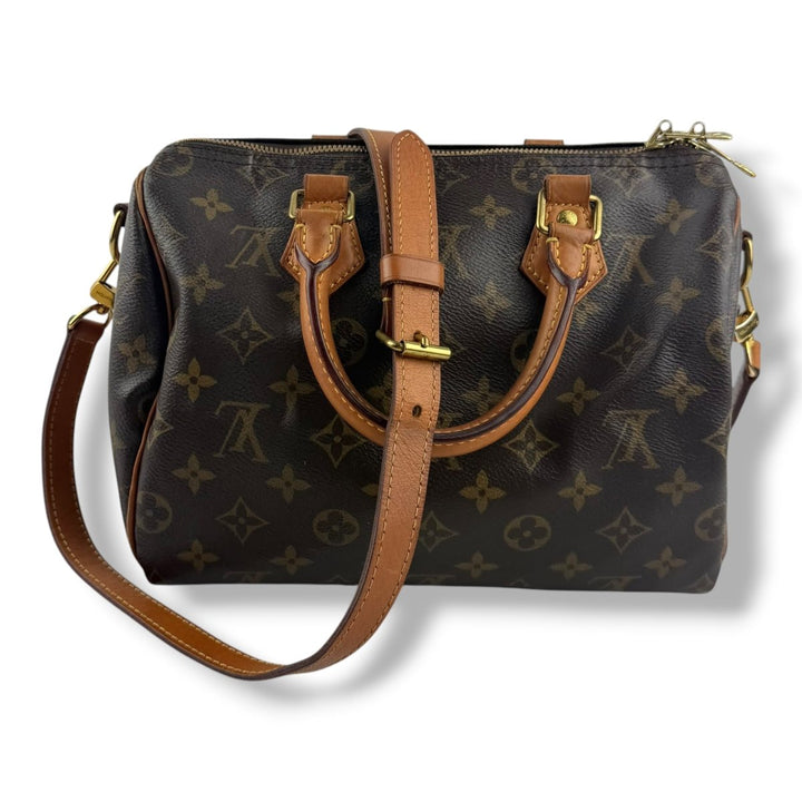 Louis Vuitton Brown Monogram Speedy Bandouliere 25 Handbag - Lux Central