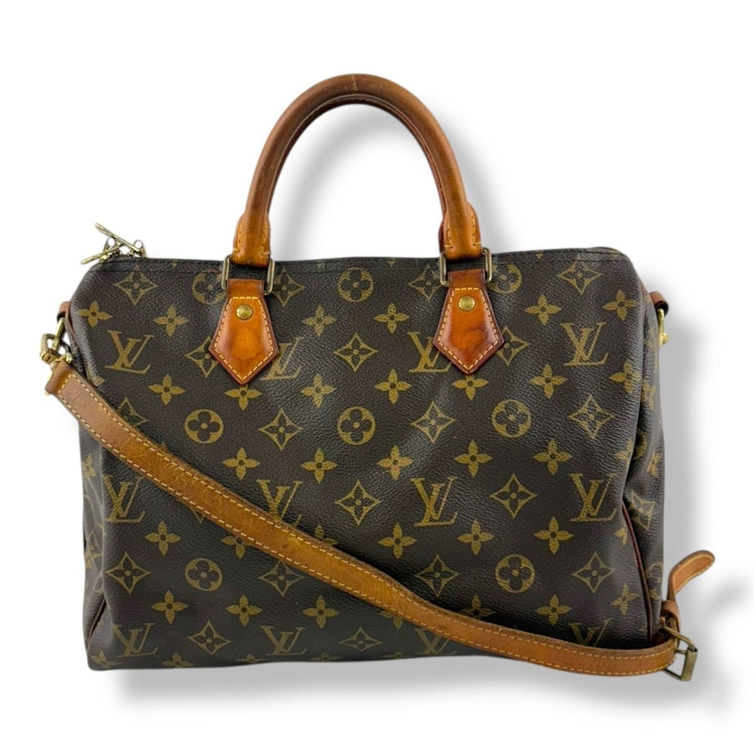 Louis Vuitton Brown Monogram Speedy Bandouliere 30 Handbag - Lux Central