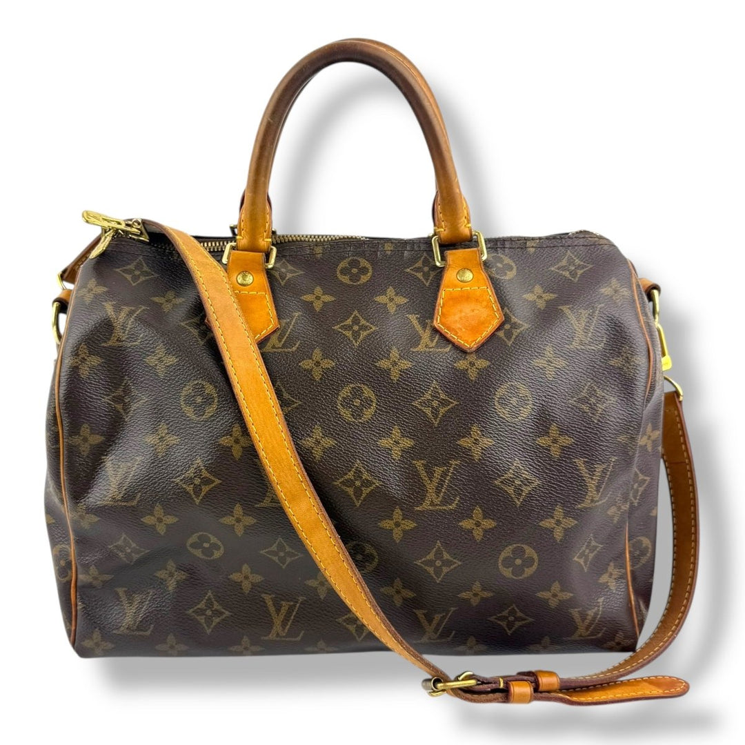 Louis Vuitton Brown Monogram Speedy Bandouliere 30 Handbag - Lux Central