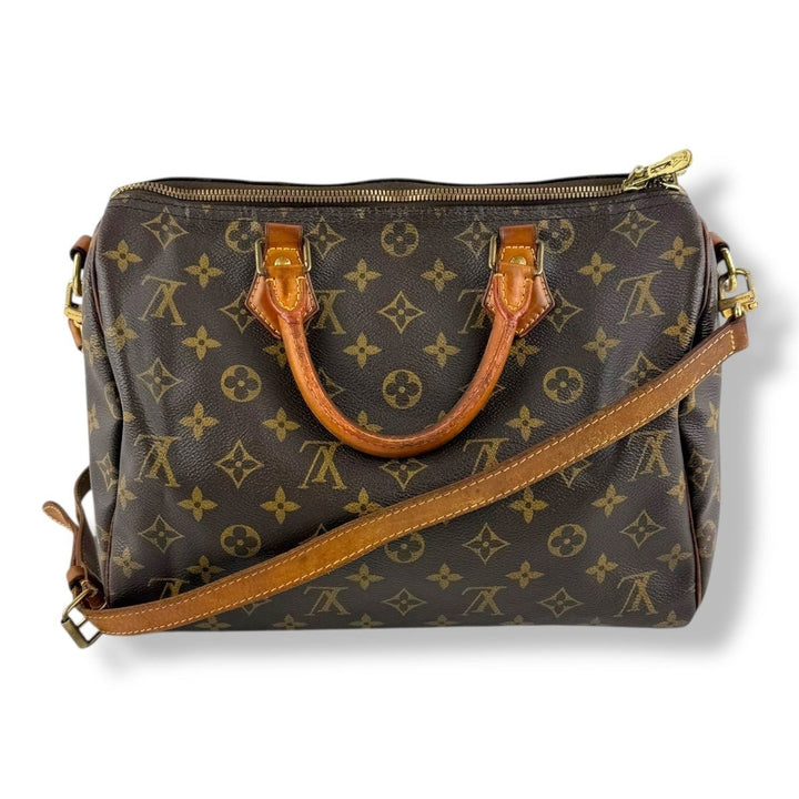 Louis Vuitton Brown Monogram Speedy Bandouliere 30 Handbag - Lux Central