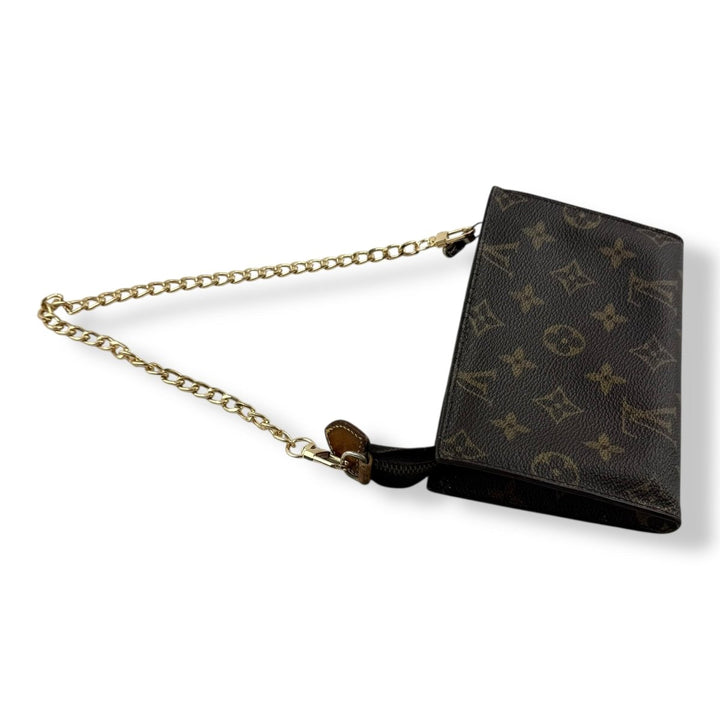 Louis Vuitton Brown Vintage Monogram Toiletry Bucket Pouch 16 Bag W/ added chain - Lux Central