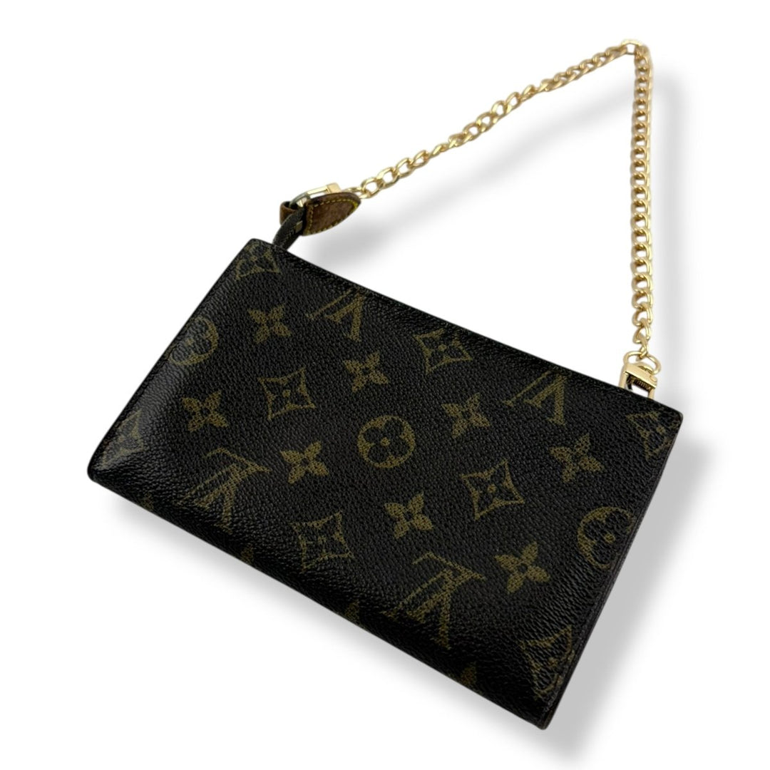 Louis Vuitton Brown Vintage Monogram Toiletry Bucket Pouch 16 Bag W/ added chain - Lux Central