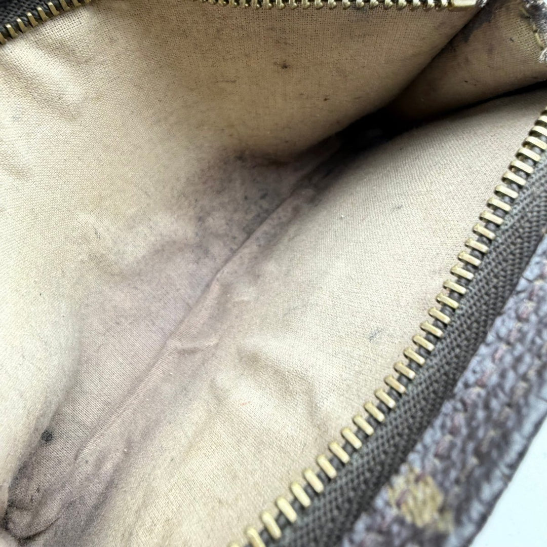 Louis Vuitton Brown Vintage Monogram Toiletry Bucket Pouch 16 Bag W/ added chain - Lux Central