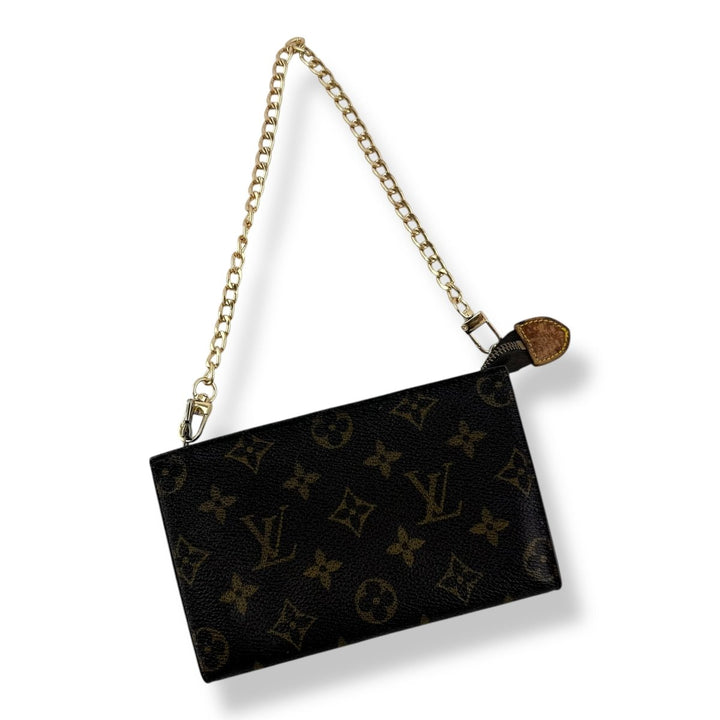 Louis Vuitton Brown Vintage Monogram Toiletry Bucket Pouch 16 Bag W/ added chain - Lux Central