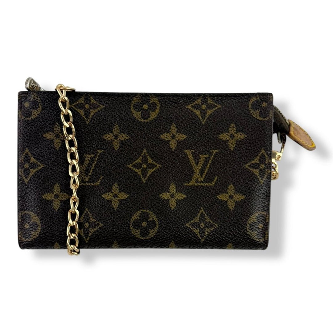 Louis Vuitton Brown Vintage Monogram Toiletry Bucket Pouch 16 Bag W/ added chain - Lux Central