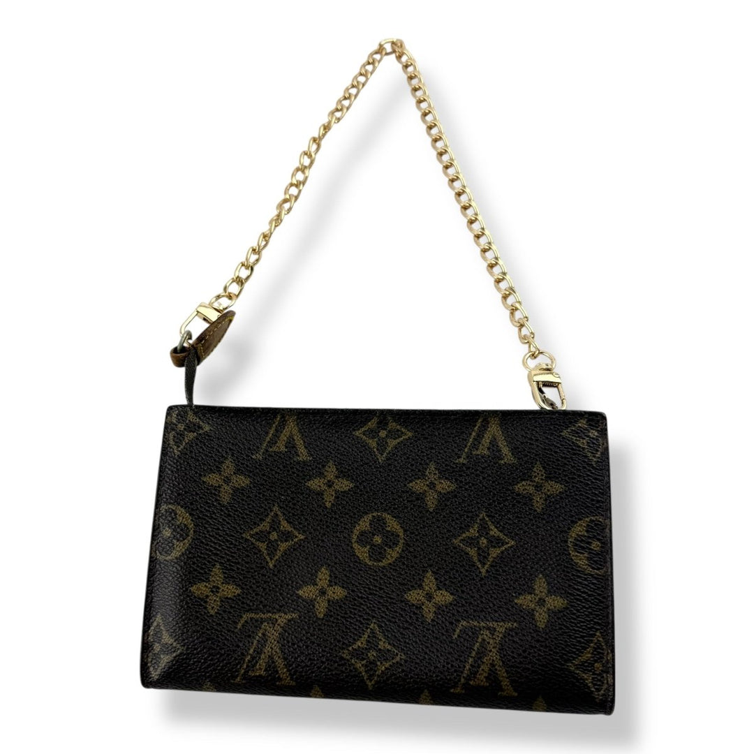 Louis Vuitton Brown Vintage Monogram Toiletry Bucket Pouch 16 Bag W/ added chain - Lux Central